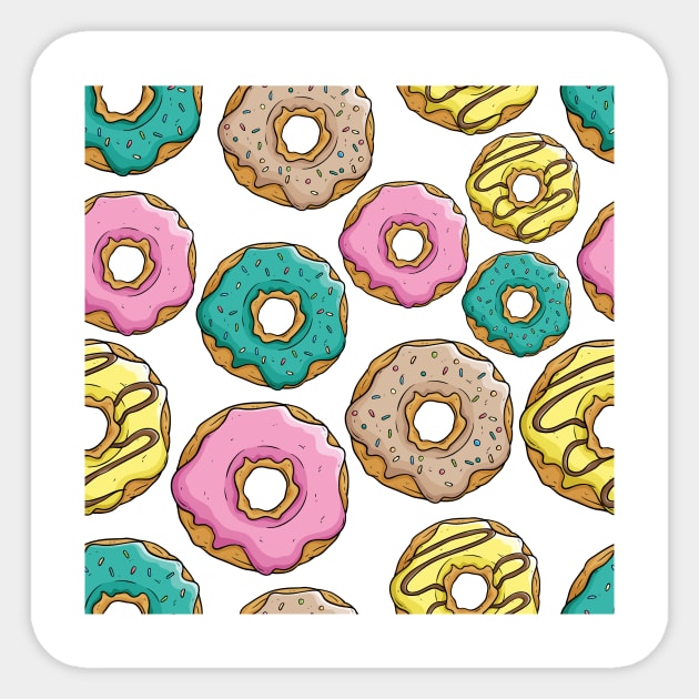 Donut Pattern Dessert Print Sticker by bluerockproducts